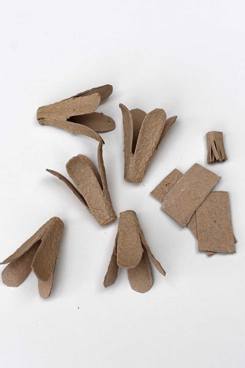 Snowdrop petals from egg cartons