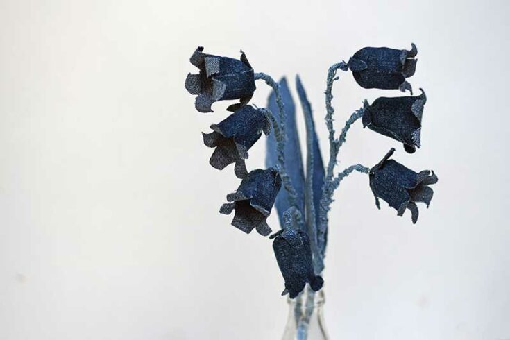 bluebell sprigs in denim