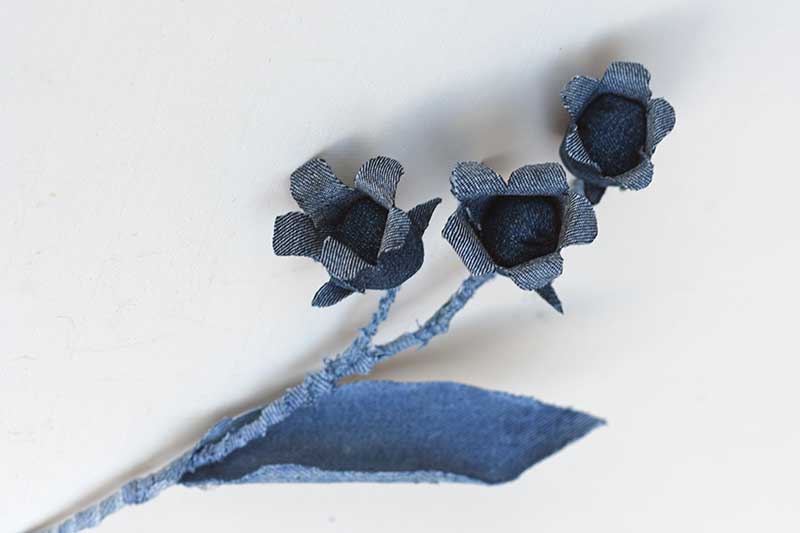 sprig of denim bluebell flowers