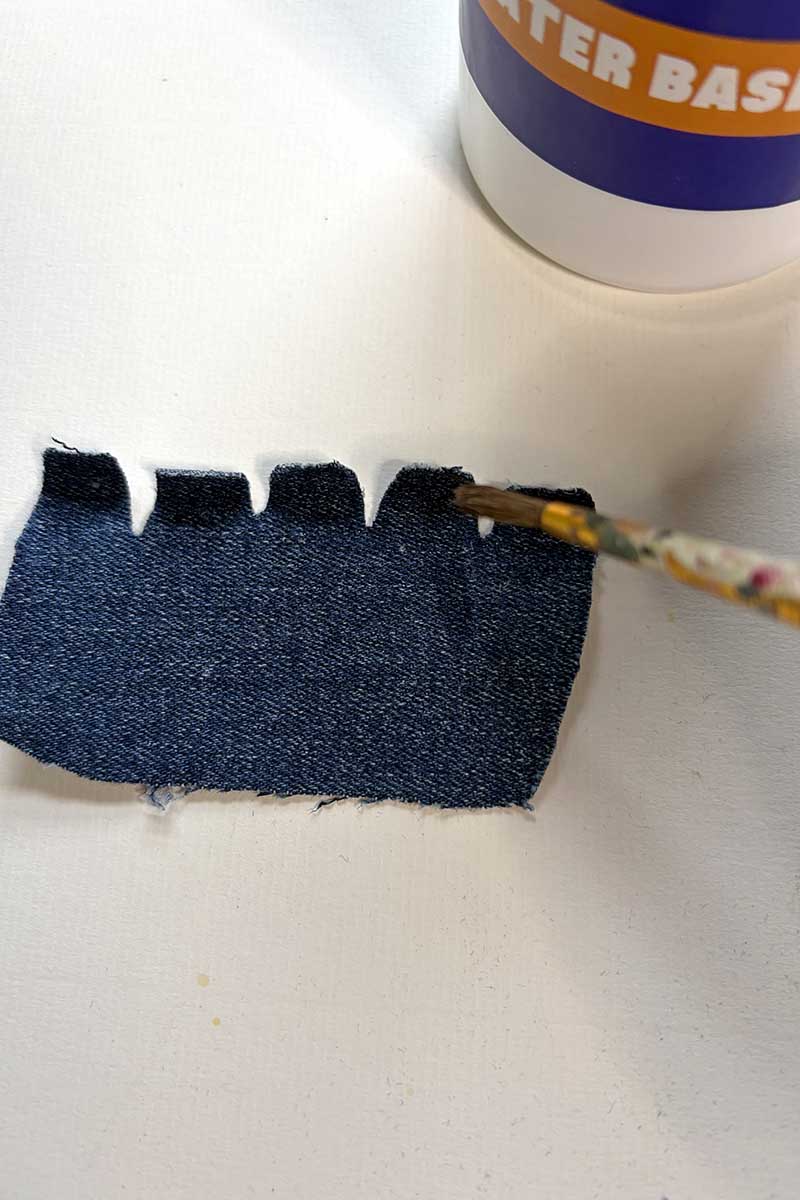 adding fabric stiffner to denim bluebell petals