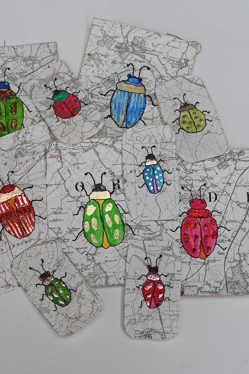 all embroidered map beetle specimen art