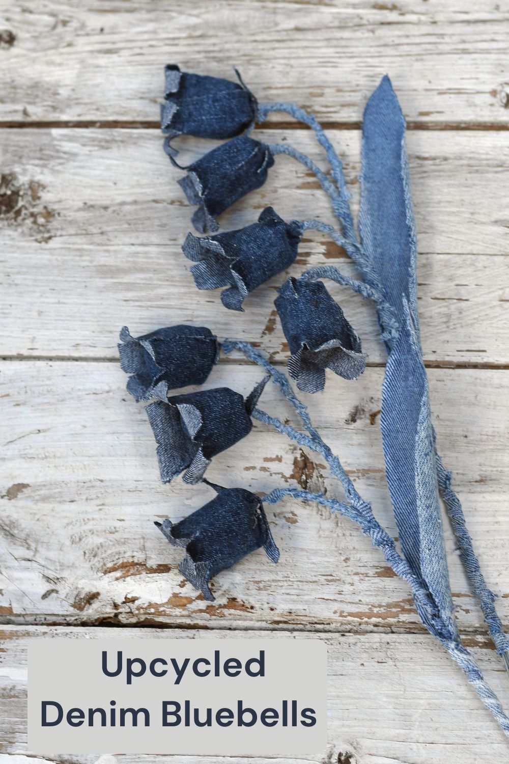 upcycled denim bluebell sprigs