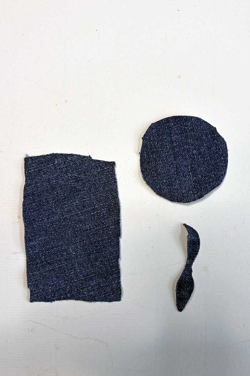 denim pieces for bluebell flowers