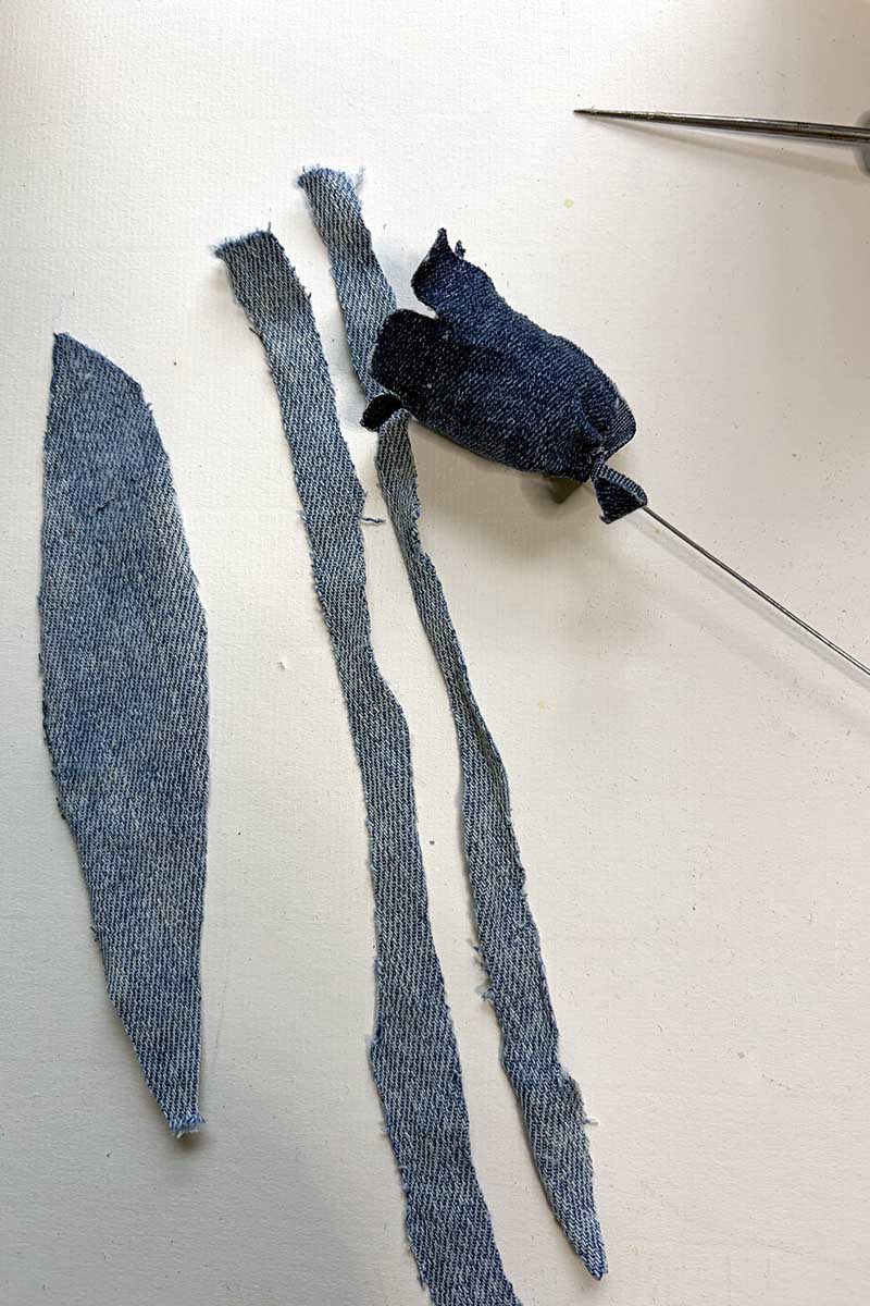 preparing big leaf and stem