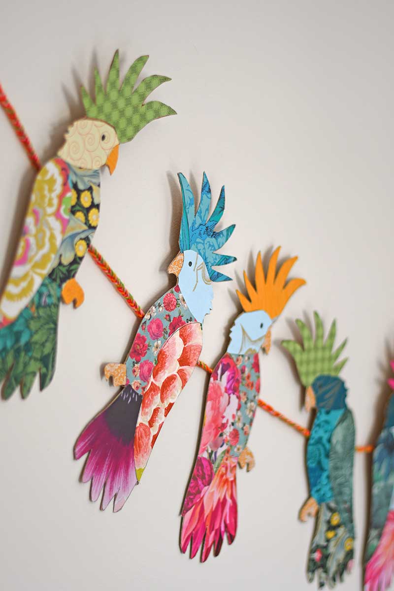 cockatoo paper bird craft wallpaper sample garland