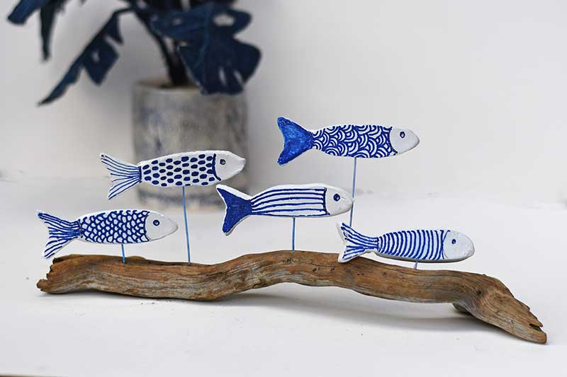 clay drfit wood fish display