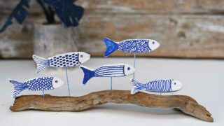 air dry clay fish display inspired by Portuguese sardines and tiles