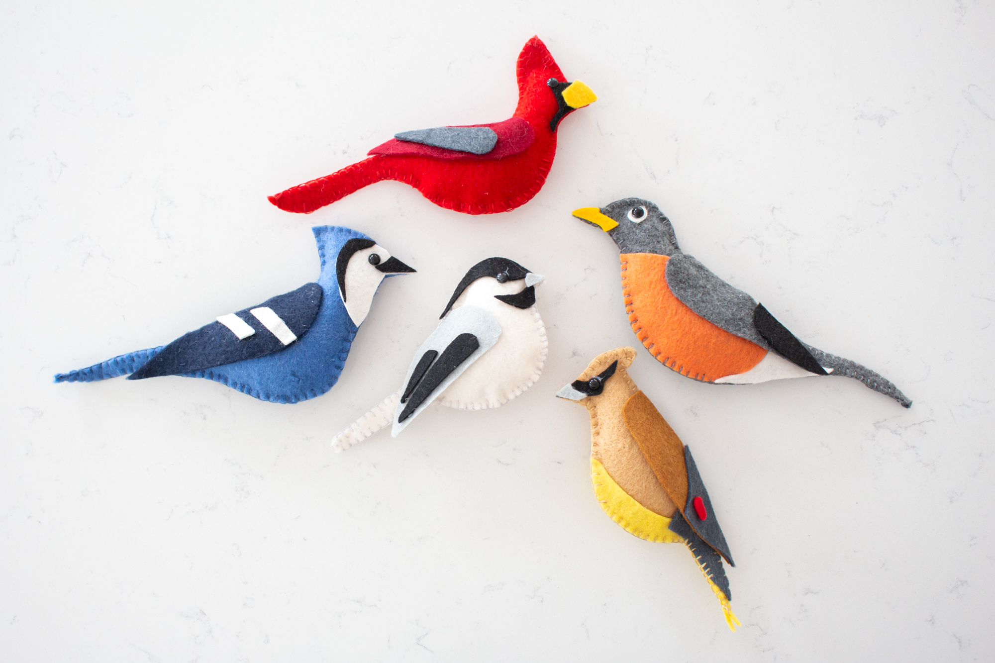 assorted garden felt birds