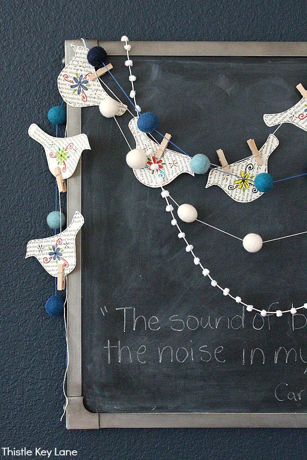 book page bird garland