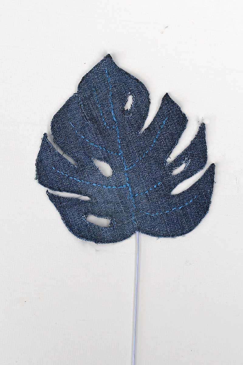 finished denim Monstera leaf