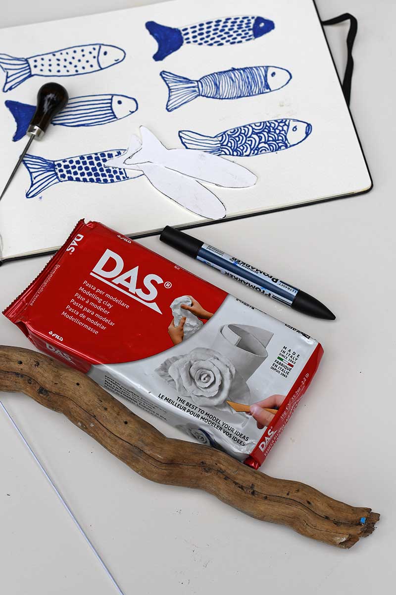 what you need to make air dry clay fish display