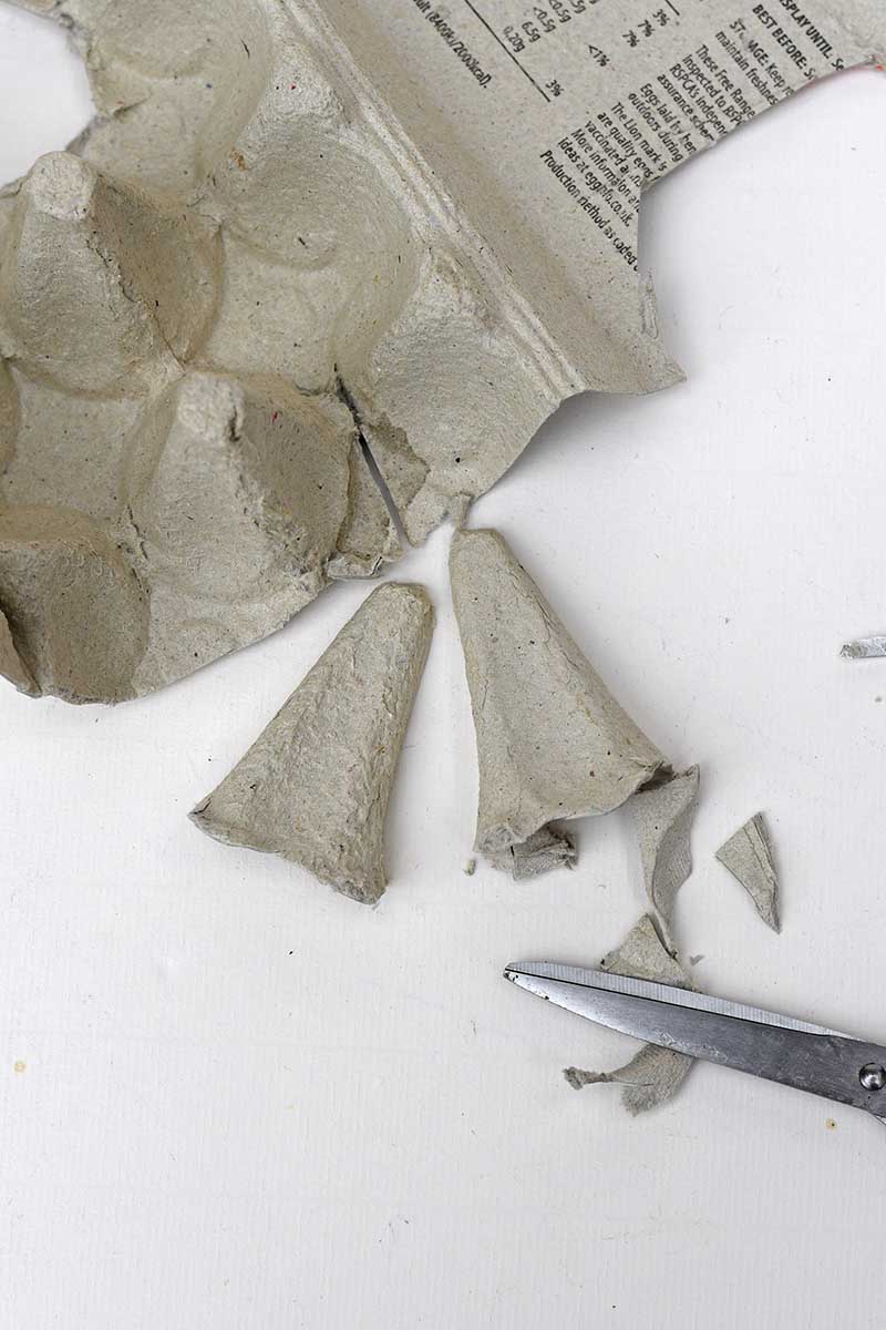 cutting out the centre of egg boxes