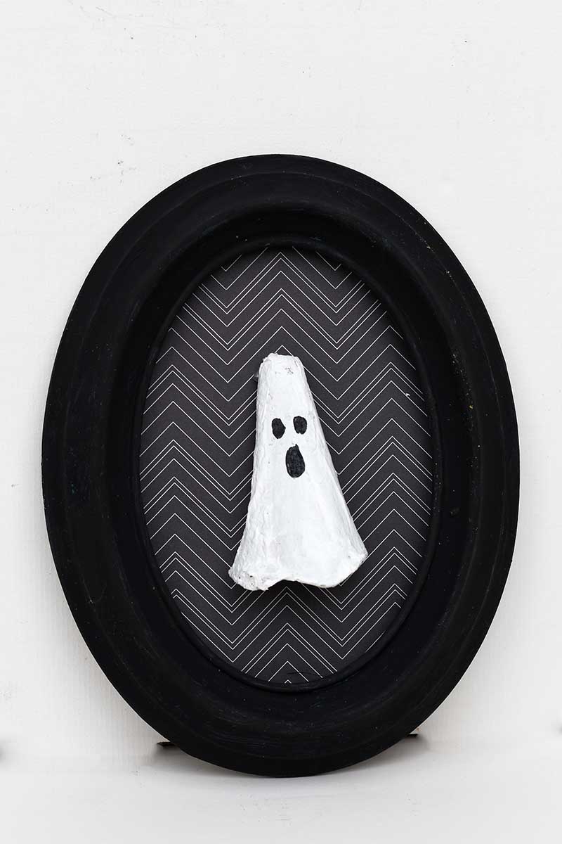 Halloween egg box ghost framed.