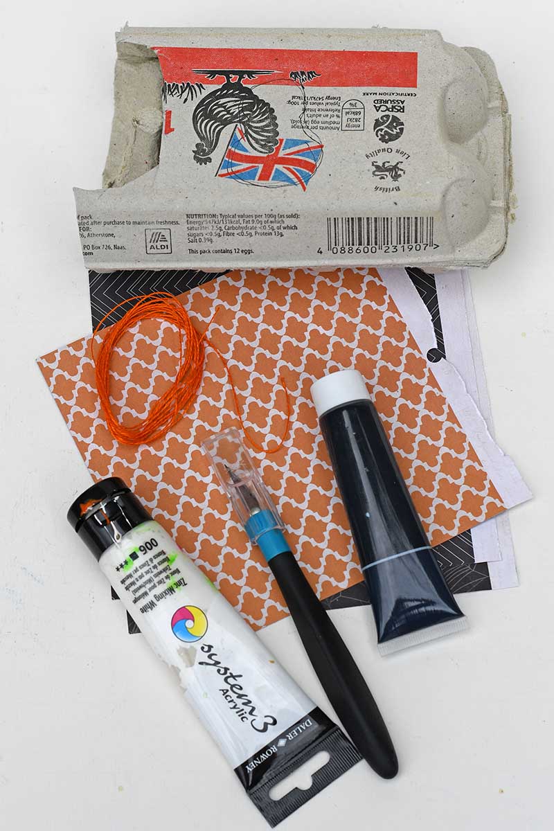 whaat you need to make halloween egg box wall art