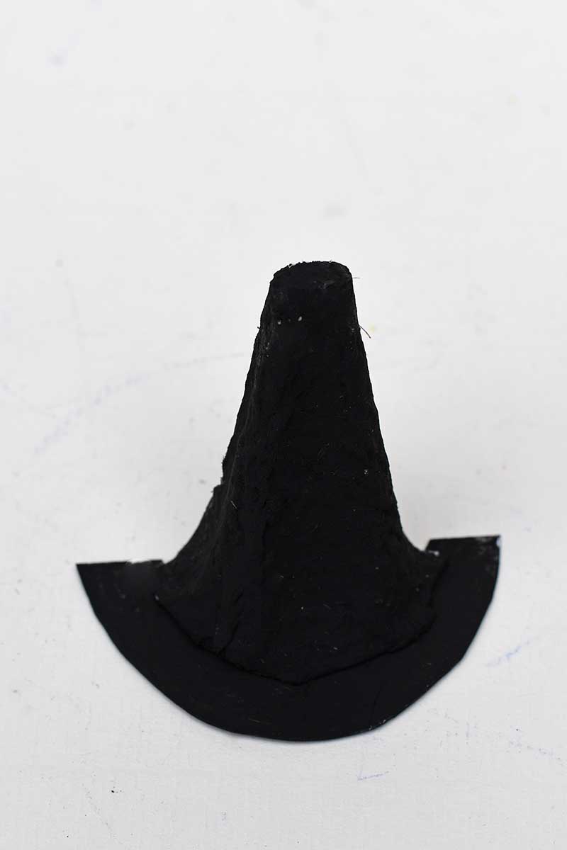 Making a witches hat from an egg box