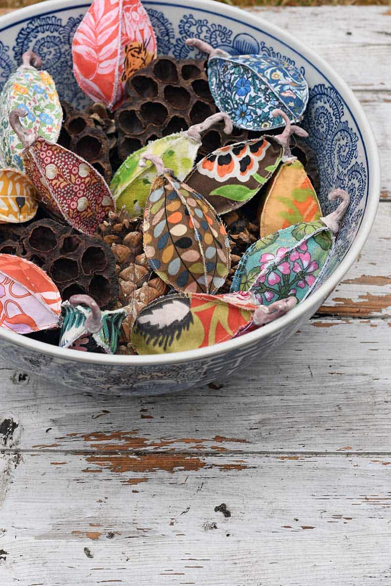 bowl full of fabric seed pods scented