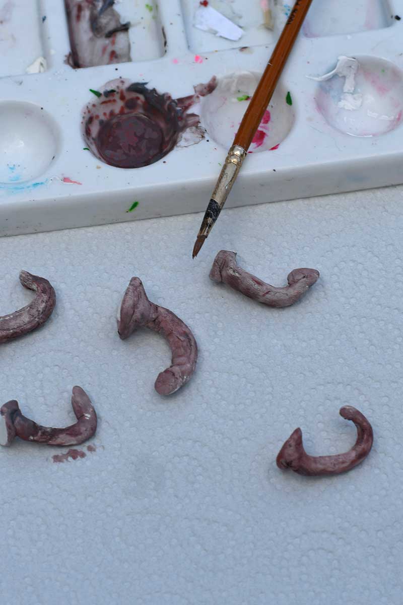 painted air dry clay stalks