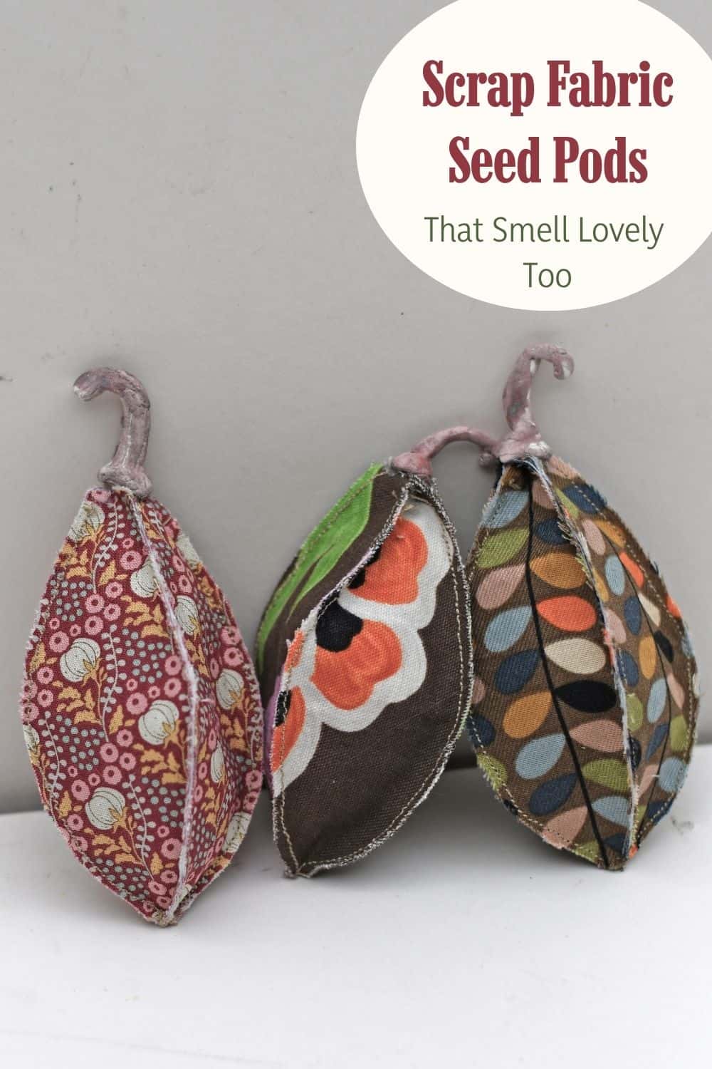 Scrap fabric scented seed pods pin