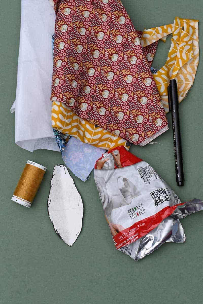 what you need to make scrap fabric seed pods