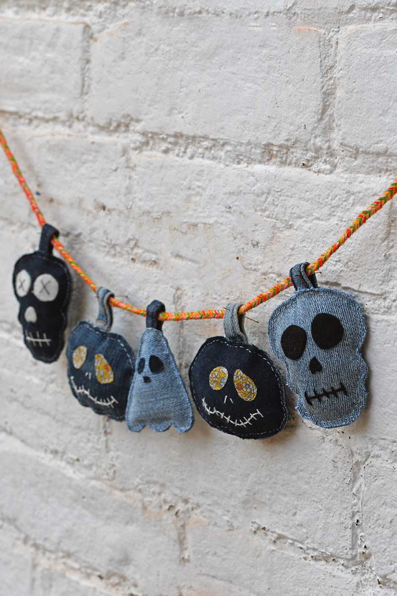 Denim halloween garland