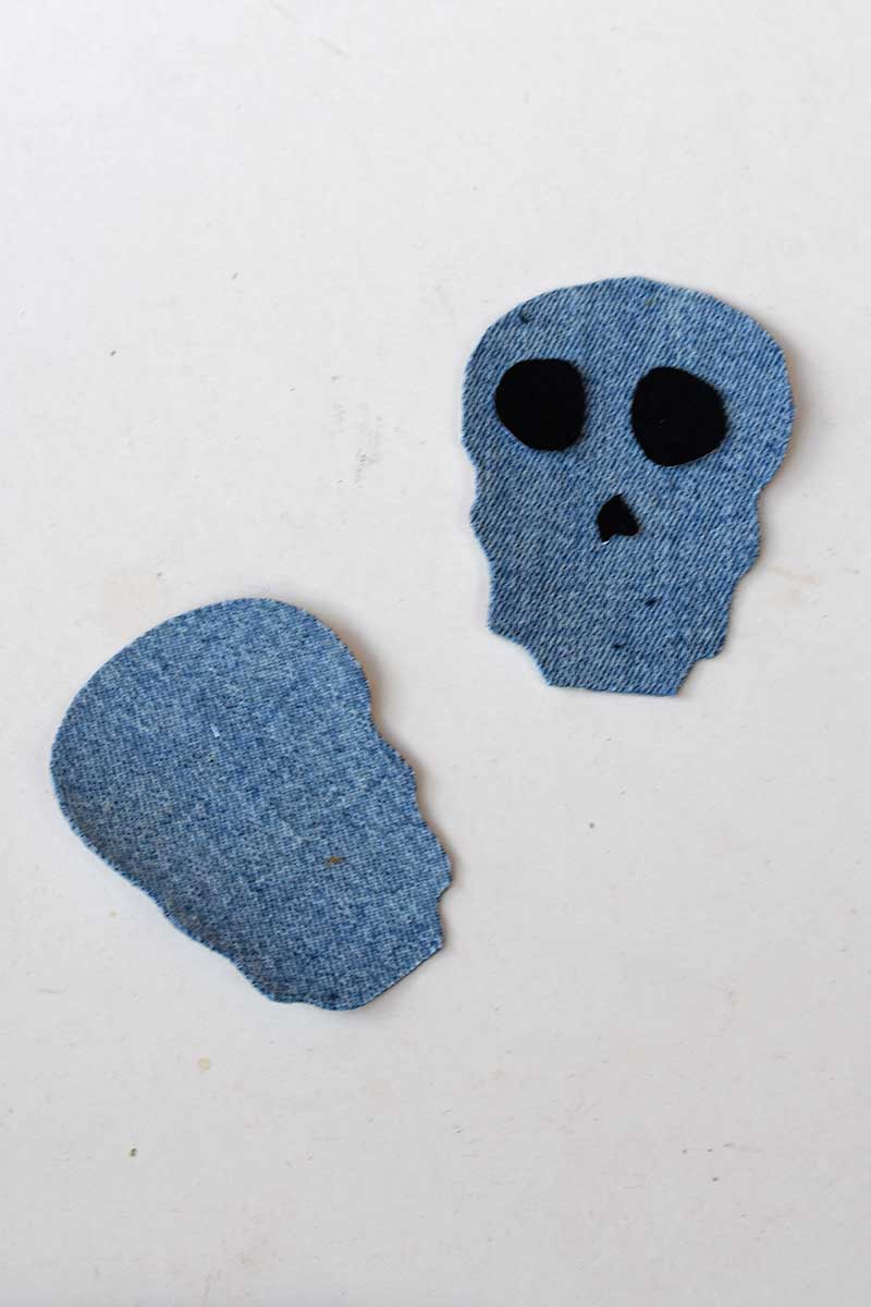 denim skull pieces front and back